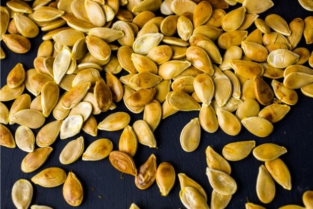 Pumpkin seeds that are one of the parts of a pumpkin you do eat