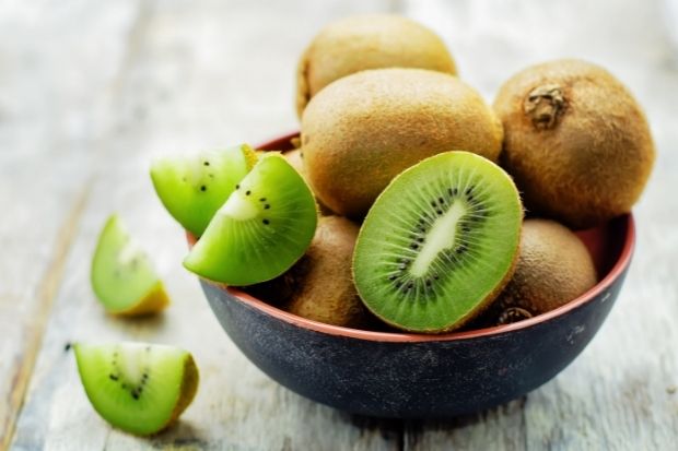 Bowl of kiwi fruit with seeds that you can eat