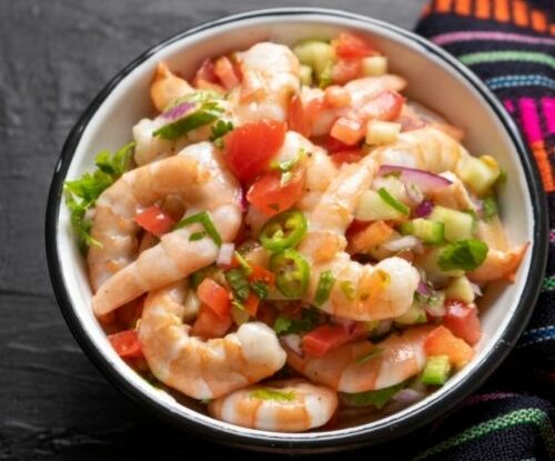 Mexican shrimp ceviche served after cook learned how long ceviche is good for