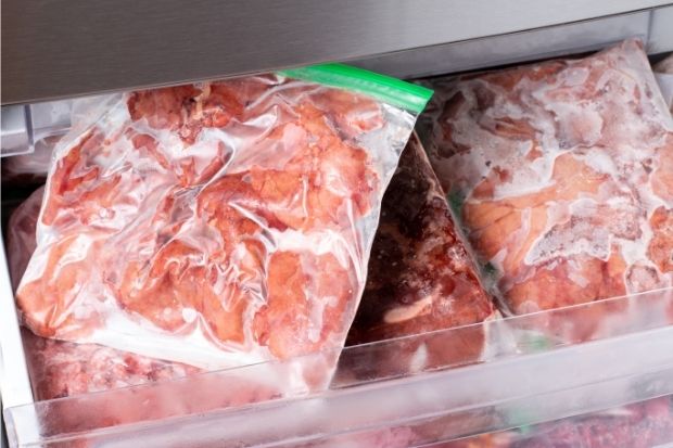 Frozen meat in freezer bags that were purchased after chef learned the difference between freezer and storage bags