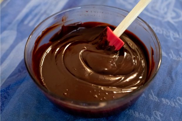 Bowl of ganache that will be refrigerated