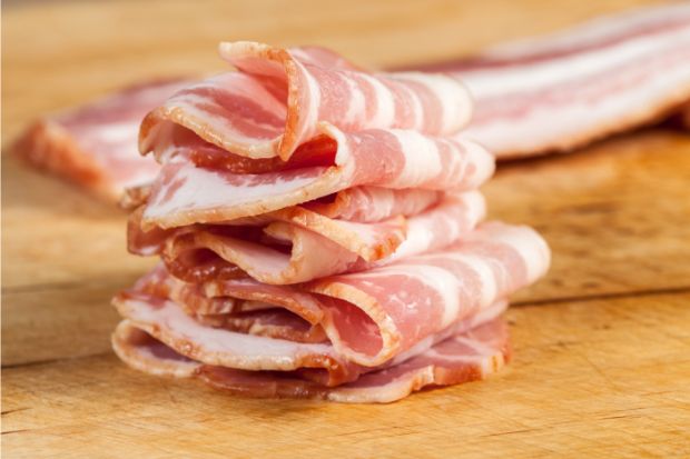 Raw bacon that cannot be eaten
