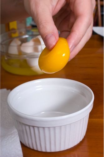 Single egg yolk that will be used instead of whole eggs