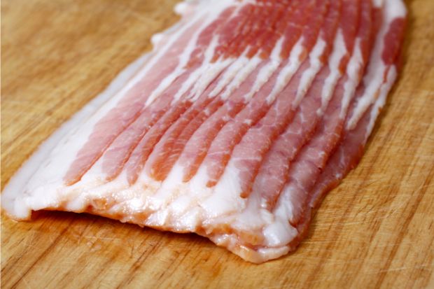 Strips of salty bacon