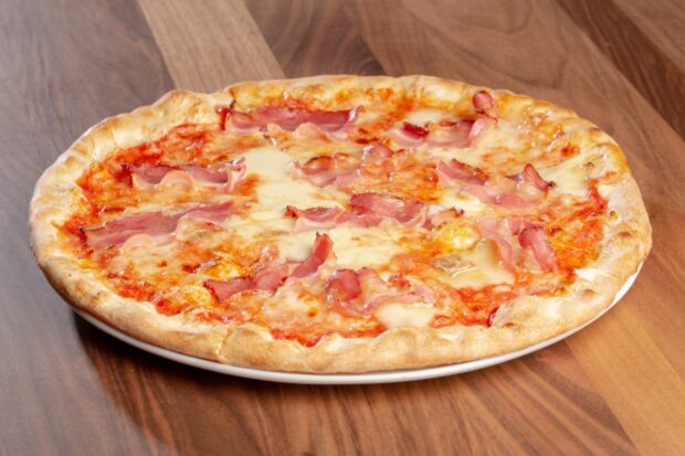 Bacon on pizza that needed to be pre-cooked