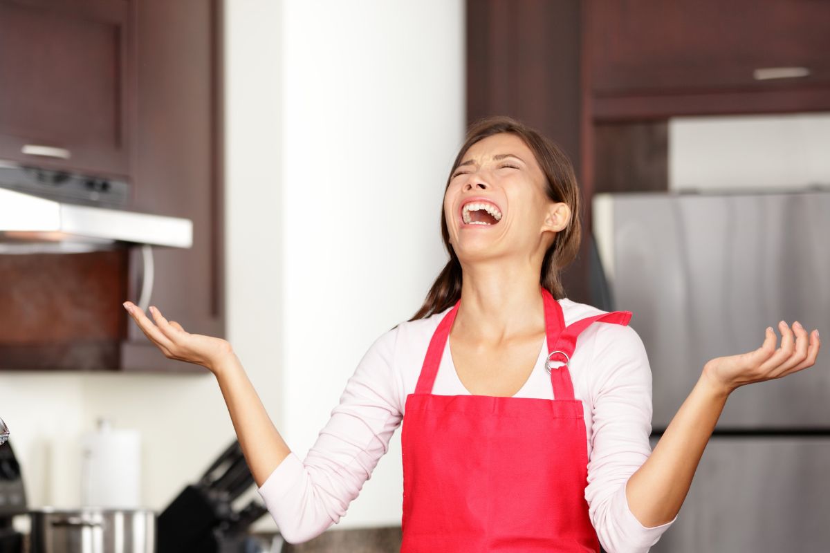 Female chef upset after she forgot to add vanilla