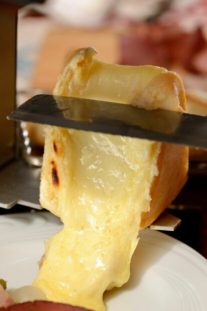 Raclette cheese that works great as a substitute for Gruyere cheese in French onion soup