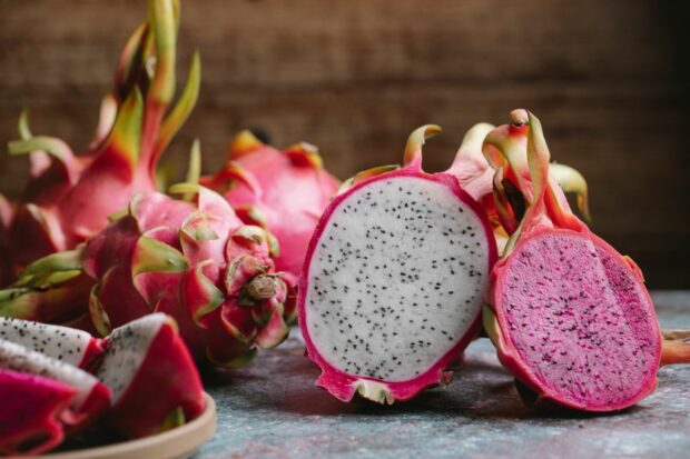 Sliced dragon fruit that is very expensive